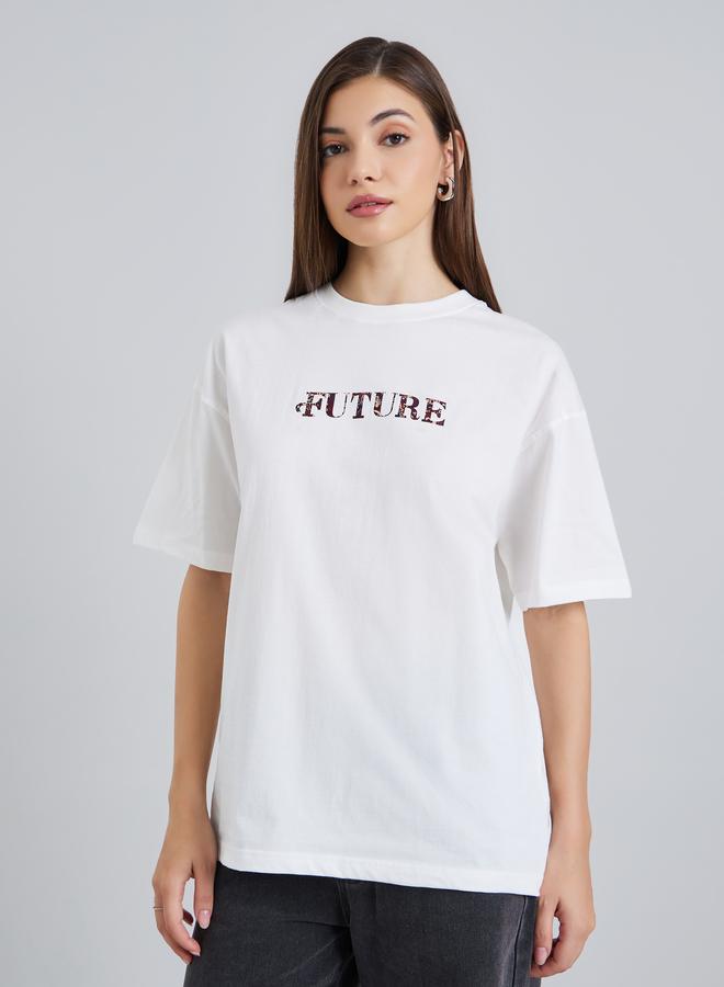 Styli Women Oversized Graphic Print T-Shirt - Image 3